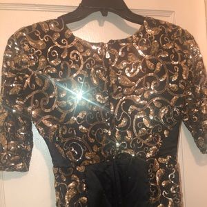 Women Gold and Black maxi dress